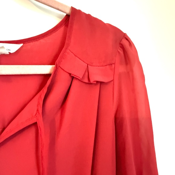 BCBGeneration Red Chiffon Long Sleeved Midi Dress Size Small - Picture 6 of 8